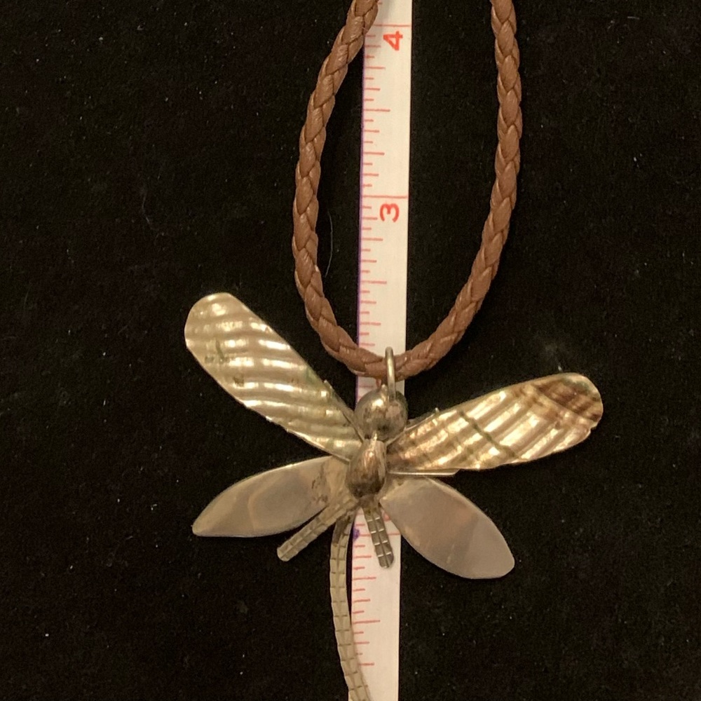 Handmade Dragonfly on braided cord brown. Very boho